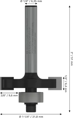 Broca ranuradora Bosch PRO, vástago de 1/4 de pulgada y diámetro de 1-1/4 de pulgada.